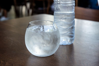 Close-up of water in glass on table