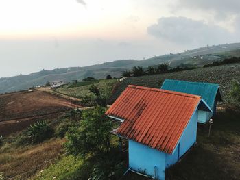 High angle view of landscape against sky