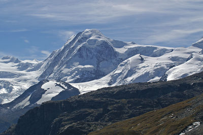 Scenic view of snowcapped swiss alps against sky