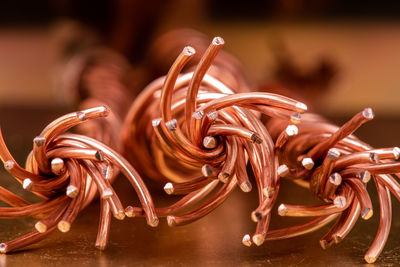 Copper wire closeup, stock market raw materials industry concept