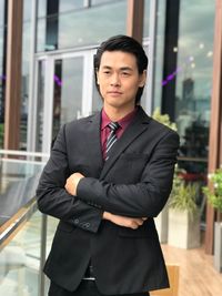 Portrait of a serious young man