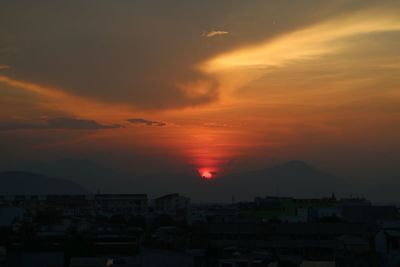 Cityscape against sky during sunset