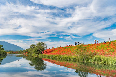 Scenic view of lake against sky