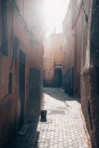 Footpath amidst buildings in city