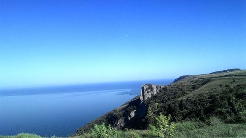 Scenic view of sea against clear sky