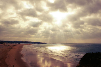 Scenic view of sea against cloudy sky