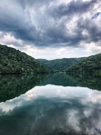 Scenic view of lake against sky