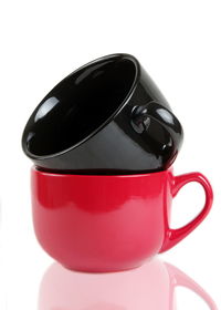 Close-up of black coffee against white background