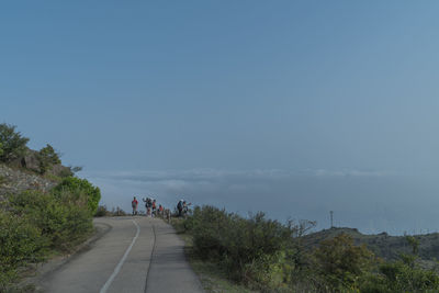 Road amidst trees against sky