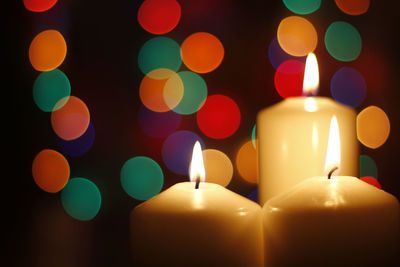 Close-up of illuminated candles