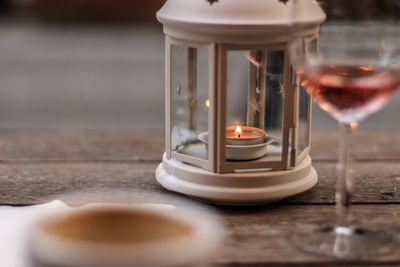 Close-up of wineglass on table