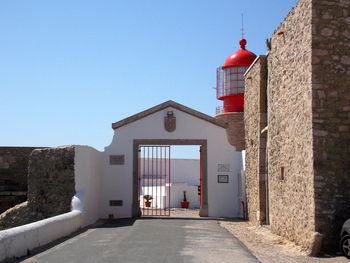 Exterior of building against clear blue sky