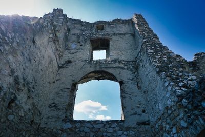 Low angle view of old building against sky