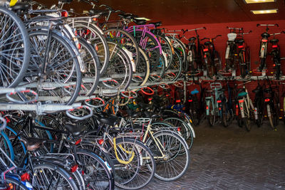 Bicycles in parking lot