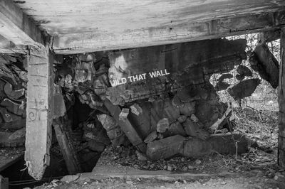 Damaged wall of old building