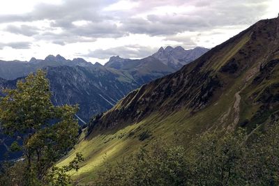 Scenic view of mountains against sky