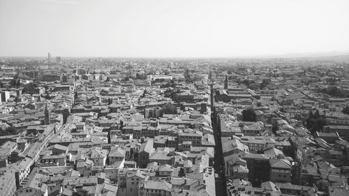 High angle view of townscape against clear sky