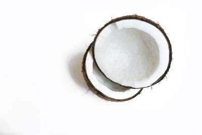 High angle view of bread on white background