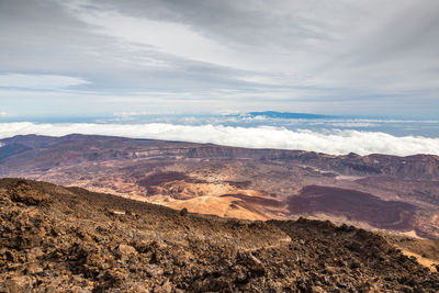 Scenic view of dramatic landscape against sky