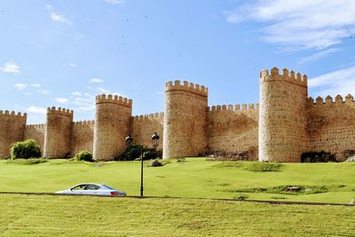 View of fort against cloudy sky