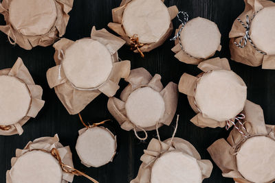 High angle view of shells on floor