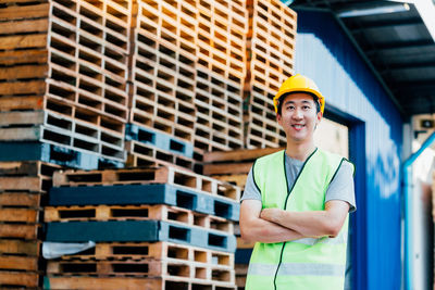 Portrait of smiling man working