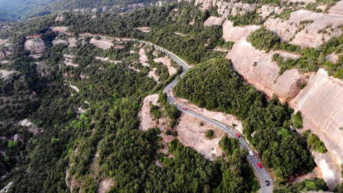 High angle view of road passing through city