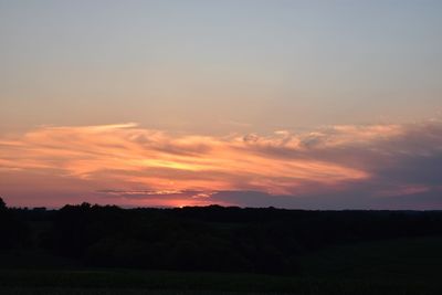 Scenic view of silhouette landscape against sky during sunset