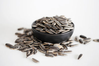 Close-up of black coffee on white background