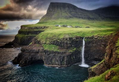 Scenic view of waterfall