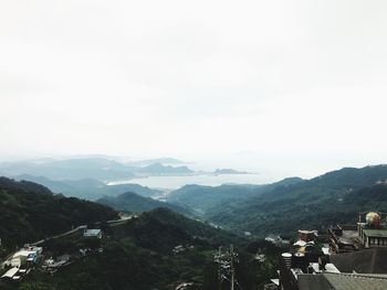 Scenic view of mountains against clear sky