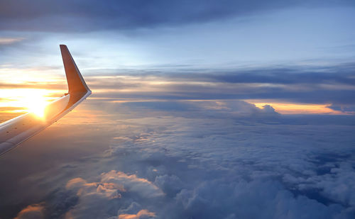 Aerial view of cloudscape against sky during sunset