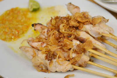 High angle view of meal served in plate