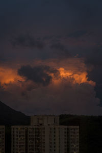 Silhouette buildings against sky during sunset