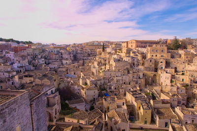 High angle view of townscape against sky