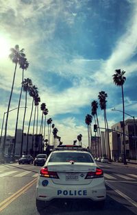 Cars on road against sky