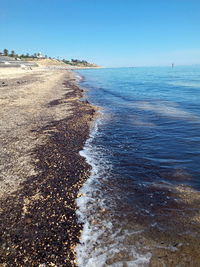 Scenic view of sea against clear sky