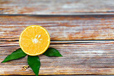 Close-up of orange fruit on table