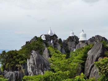 High angle view of temple building against sky