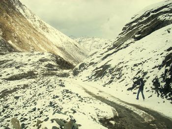 Scenic view of snowcapped mountain against sky