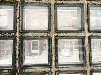 Full frame shot of old glass window