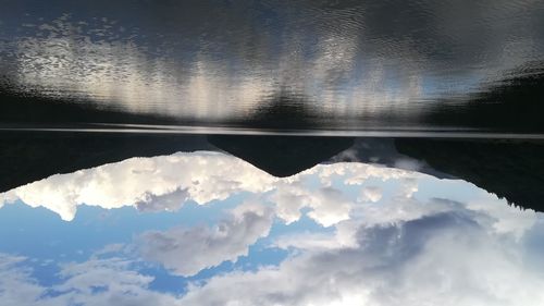 Full frame shot of sky with reflection in lake