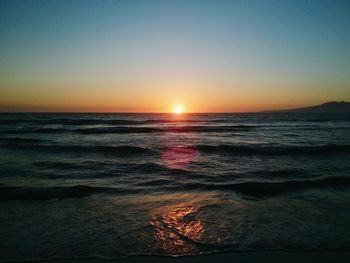 Scenic view of sea during sunset