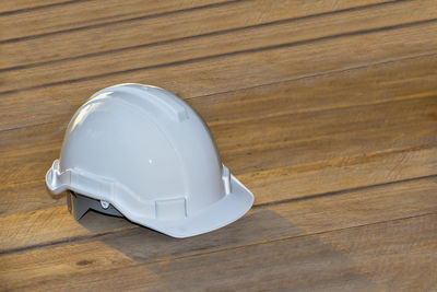 High angle view of hat on table