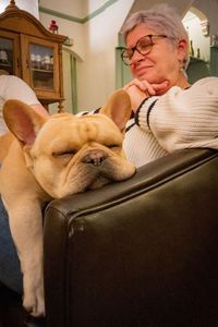 Man with dog at home