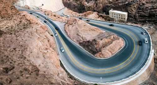 High angle view of cars on street