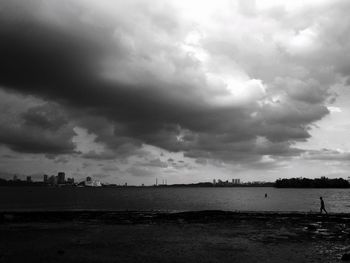 Scenic view of sea against cloudy sky