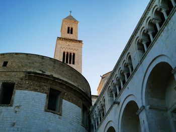 Low angle view of a church bell tower