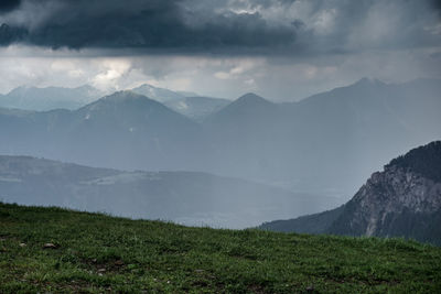 Scenic view of mountains against sky