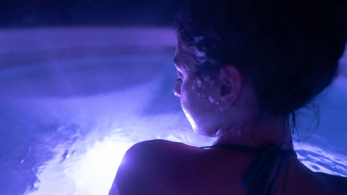 Portrait of woman swimming in sea